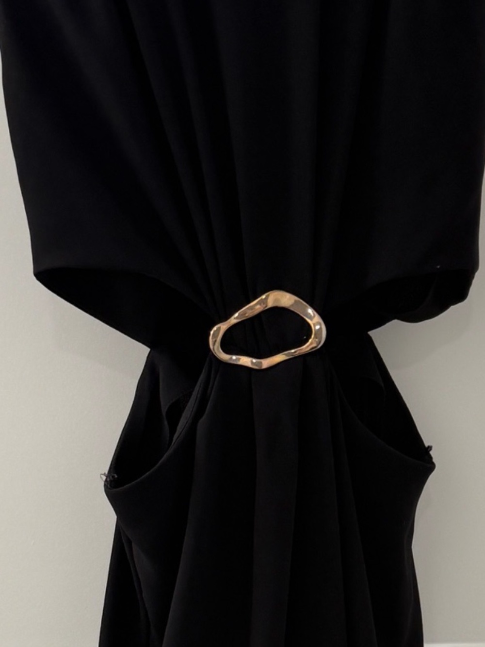 Zara Black Cutout Maxi Dress with Gold Buckle – Size 4 - Picture 3 of 4